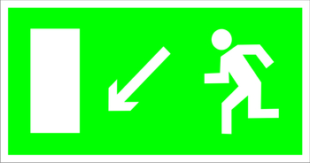 E08 направление к эвакуационному выходу налево вниз (пластик, 300х150 мм) - Знаки безопасности - Эвакуационные знаки - ohrana.inoy.org